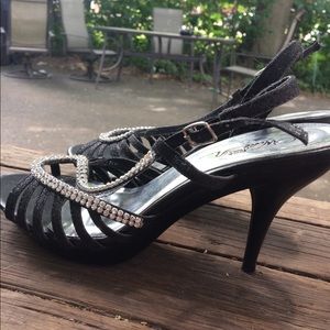 3” Black Jeweled Heels